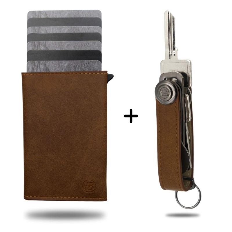 Wallet 3.0 + Schlüsseletui Set - Essentialbag #farbe_Kaffee-Braun